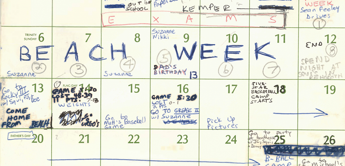 Four months of Judge Brett Kavanaugh's calendar from the summer of 1982. (Senate Judiciary Committee)