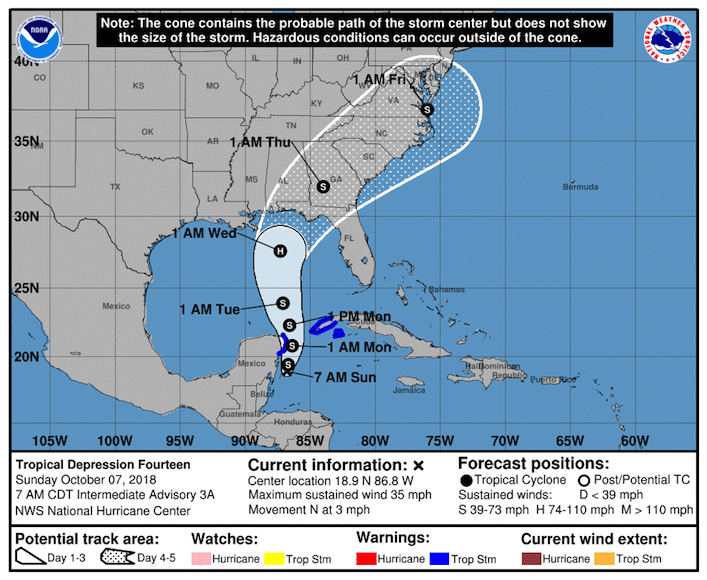 NHC Graphic Tropical Storm 14 Hurricane 10-07-18Michael