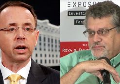 Deputy Attorney General Rod Rosenstein, left, and Fusion GPS co-founder and former Wall Street Journal reporter Glenn Simpson, right.