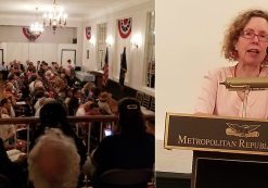 Heather Mac Donald, right, a Manhattan Institute Fellow and New York Times bestselling author, speaks to attendees at Metropolitan Republican Club in New York City on Wednesday, November 14, 2018. (Photos: People's Pundit Daily/PPD)