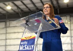 U.S. Congresswoman Martha McSally, R-Az., speaking with supporters at the announcement of her U.S. Senate campaign at the Swift Aviation Hangar in Phoenix, Arizona. (Photo: Please attribute to Gage Skidmore if used elsewhere.)