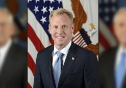 Then-Deputy Secretary of Defense Patrick M. Shanahan poses for his official portrait in the U.S. Army portrait studio at the U.S. Pentagon in Arlington, Virginia, on July 19, 2017. Former Defense Secretary James Mattis is imposed as the predecessor in the background. (Photos: Monica King)
