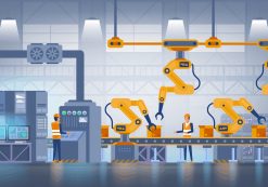 Industry production 4.0 and technology concept, depicting factory production on a conveyor belt with factory operational workers in uniform. (Photo: AdobeStock)