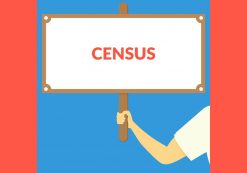 A vector of a man holding up a sign with the words CENSUS. (Photo: AdobeStock)