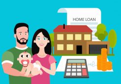 A graphic concept depicting a young family and a mortgage application for a home. (Photo: AdobeStock)