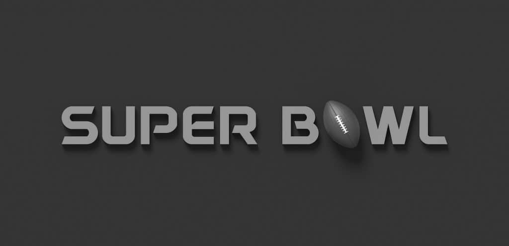 BLACK AND WHITE PHOTO OF 3D RENDERING WORDS 'SUPER BOWL' AND RUGBY BALL ON PLAIN BACKGROUND