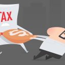Cartoon businessman having a tug-of-war with the taxman to avoid paying taxes. (Photo: AdobeStock/PPD/Adiano)