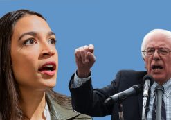 Representative Alexandria Ocasio-Cortez, D-N.Y., left, and Senator Bernie Sanders, D-I-Vt., right, graphic concept.