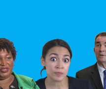 Stacey Abrams, left, Alexandria Ocasio-Cortez, center, Ralph Northam, right, graphic depiction.