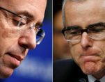 U.S. Deputy Attorney General Rod Rosenstein, left, and former FBI Deputy Director Andrew McCabe testifying before a Senate Intelligence Committee hearing on the Foreign Intelligence Surveillance Act (FISA) in Washington. (Photos: Reuters)