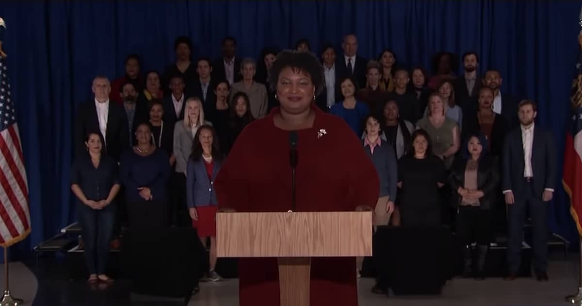 Stacey Abrams delivers the Democratic response to President Donald J. Trump's second State of the Union Address on Tuesday, February 5, 2019. (Photo: Screenshot via People's Pundit Daily)