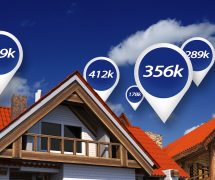 Real estate market with price tags above home properties to illustrate house prices in 3D abstract. (Photo: AdobeStock)