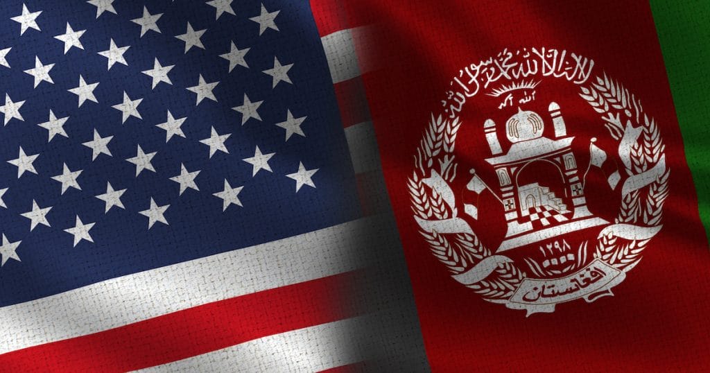 Flags for the United States of America (USA) and Afghanistan realistic graphic concept. (Photo: AdobeStock)