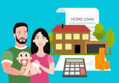 A graphic concept depicting a young family and a mortgage application for a home. (Photo: AdobeStock)
