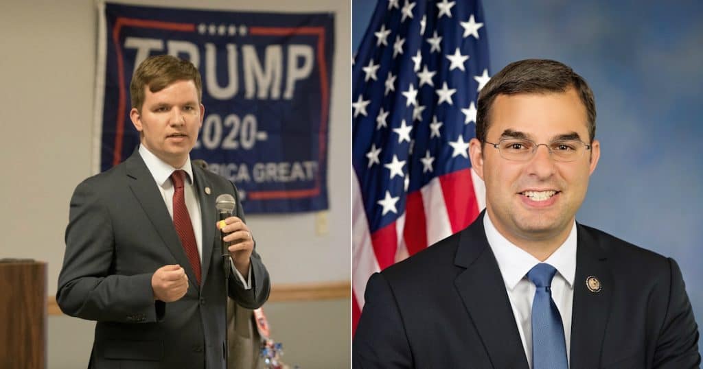 State Rep. Jim Lower, R-Greenville, left, and Rep. Justin Amash, R-Mich, right. (Photos: Lower Campaign/House Portraits)