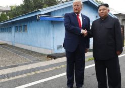 President Trump and North Korea's Kim Jong Un, pictured here, met in the Demilitarized Zone between North and South Korea on Sunday. (AP Photo)