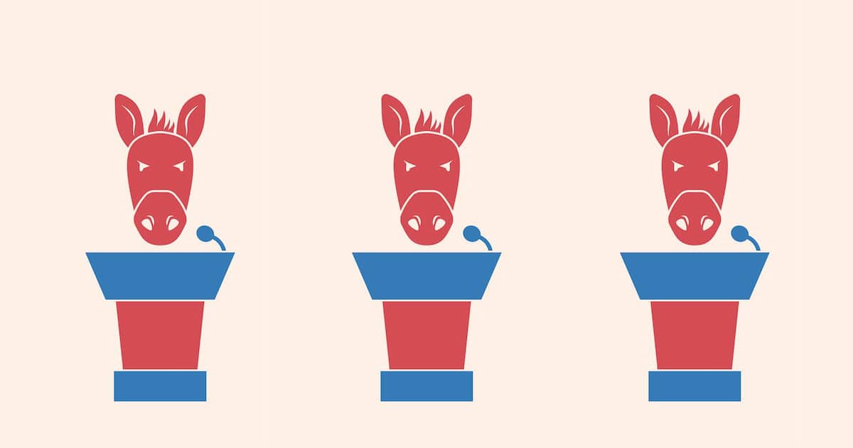 AdobeStock-107994155-Democratic Debates Red Donkeys