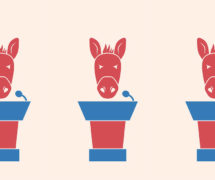 AdobeStock-107994155-Democratic Debates Red Donkeys