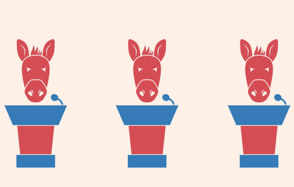 AdobeStock-107994155-Democratic Debates Red Donkeys