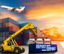 Logistics and transportation of import export container cargo ship, cargo plane with working crane bridge in shipyard at sunrise, logistic import export and transport industry background. (Photo: ADobeStock)