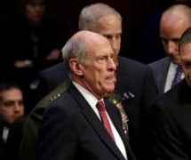 NSA Director Mike Rogers, left, Director of National Intelligence Daniel Coats, center, and CIA Director Mike Pompeo, right. (Photo: Reuters)
