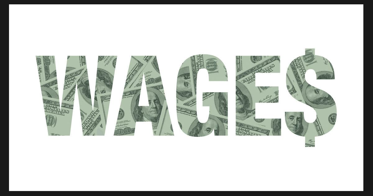 Wages, or average hourly earnings (AHE), graphic concept depicted in hundred dollar bills. (Photo: AdobeStock)