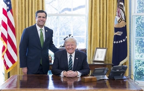 President Donald Trump meets with John Ratcliffe and the Republican Study Committee regarding healthcare in the Oval Office on Friday, March 17, 2017. (Credit: Official White House Photo by Shealah Craighead)