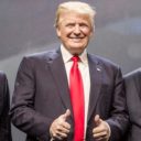 President Donald Trump, center, Wayne LaPierre, right, and Chris Cox, left, at the National Rifle Association (NRA) annual convention in Atlanta, Ga. (Photo: NRA)