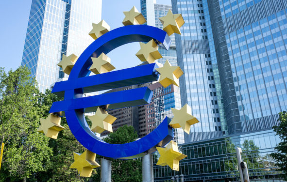 European Central Bank (ECB), the central bank for the euro that administers monetary policy for the Eurozone, on May 17, 2015 in Frankfurt, Germany.
