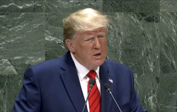 President Donald J. Trump addresses the 74th Session of the United Nations General Assembly on Tuesday, September 24, 2019. (Photo: People's Pundit Daily)