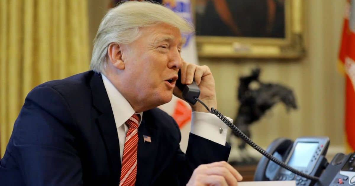 President Donald J. Trump speaks on the phone with Mexican President Enrique Peña Nieto on Jan. 27, 2017.