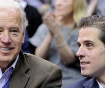 Former Vice President Joe Biden, left, with his son, Hunter Biden, right.