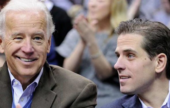 Former Vice President Joe Biden, left, with his son, Hunter Biden, right.