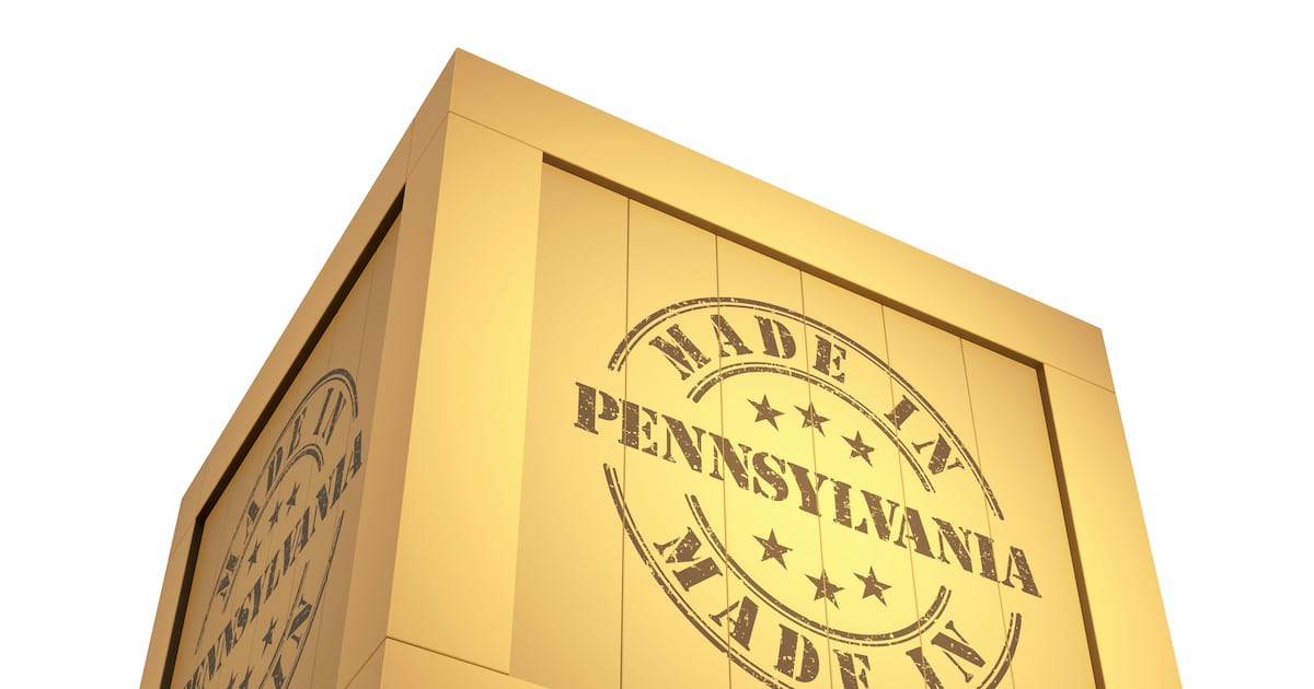 Manufacturing Export Wooden Crate, reading Made in Pennsylvania. 3D Illustration. (Photo: AdobeStock)