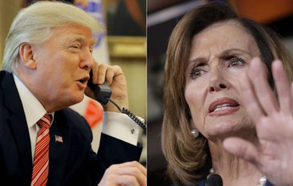 President Donald J. Trump, left, House Speaker Nancy Pelosi, D-Calif., right.