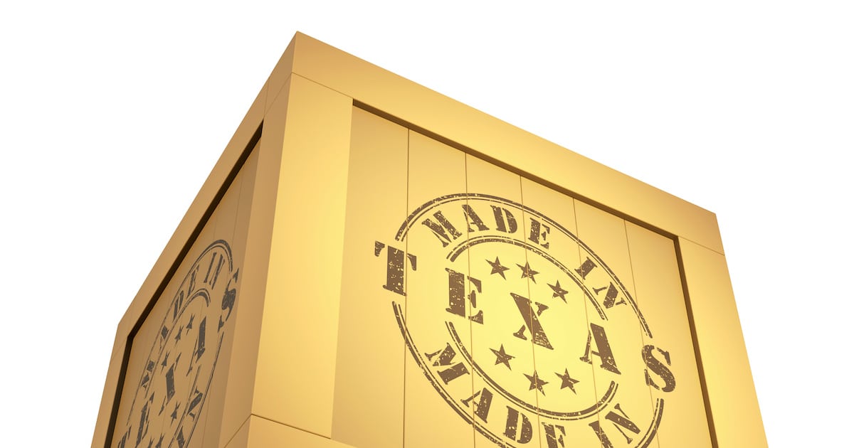 Manufacturing Export Wooden Crate, reading Made in Texas. 3D Illustration. (Photo: AdobeStock)