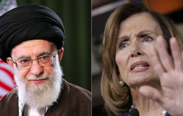 Ayatollah Ali Khamenei, left, and Nancy Pelosi, D-Calif., right.