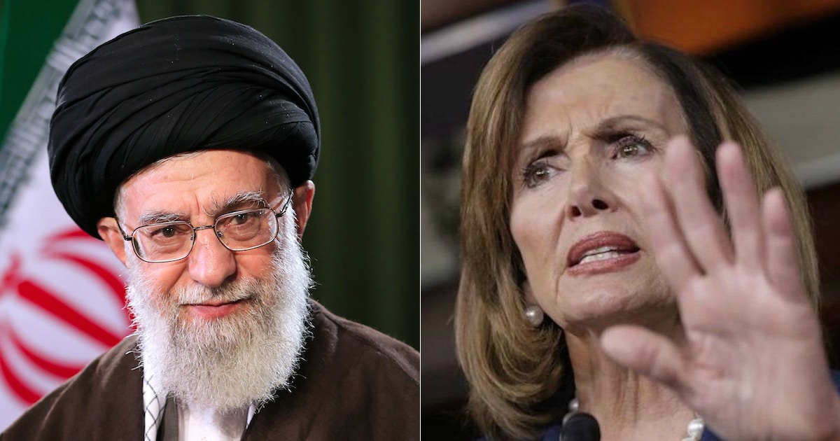 Ayatollah Ali Khamenei, left, and Nancy Pelosi, D-Calif., right.