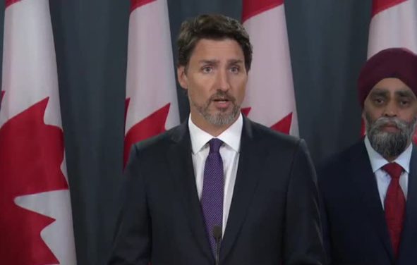 Canadian Prime Minister Justice Trudeau delivers remarks on the downing of Ukraine International Airlines Flight 752 on Thursday, January 9, 2020. He said 