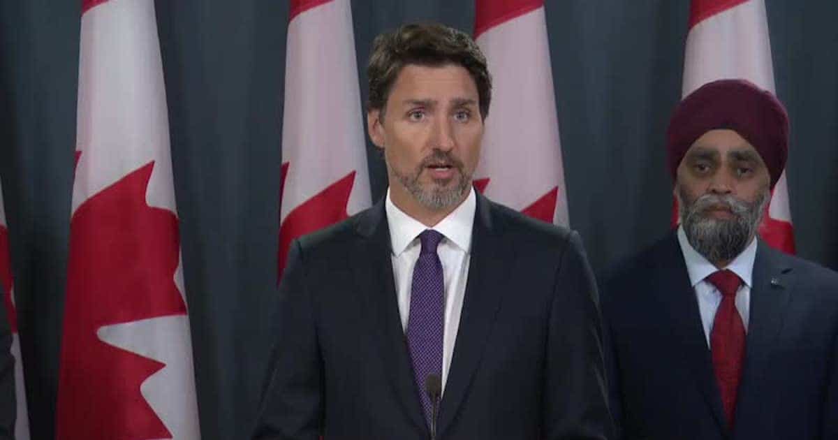 Canadian Prime Minister Justice Trudeau delivers remarks on the downing of Ukraine International Airlines Flight 752 on Thursday, January 9, 2020. He said "intelligence from multiple sources" indicates that "the plane was shot down by an Iranian surface-to-air missile" and it "may well have been unintentional.”