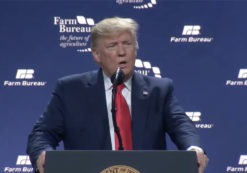 President Donald Trump speaks at the American Farm Bureau Federation Annual Convention and Trade Show in Austin, Texas, on Sunday, January 19, 2020.