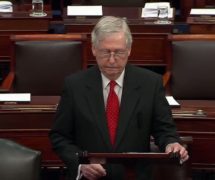 Senate Majority Leader Mitch McConnell, R-Kty., speaks on the floor of the U.S. Senate during the first day of the impeachment trial of Donald Trump, Tuesday, January 21, 2020.