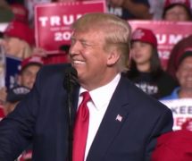 President Donald Trump holds a reality in Manchester, New Hampshire, on Monday, February 11, 2020.