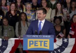 Pete Buttigieg, Democratic presidential candidate and former South Bend, Indiana mayor, declares victory in the Iowa caucuses on February 3, 2020.
