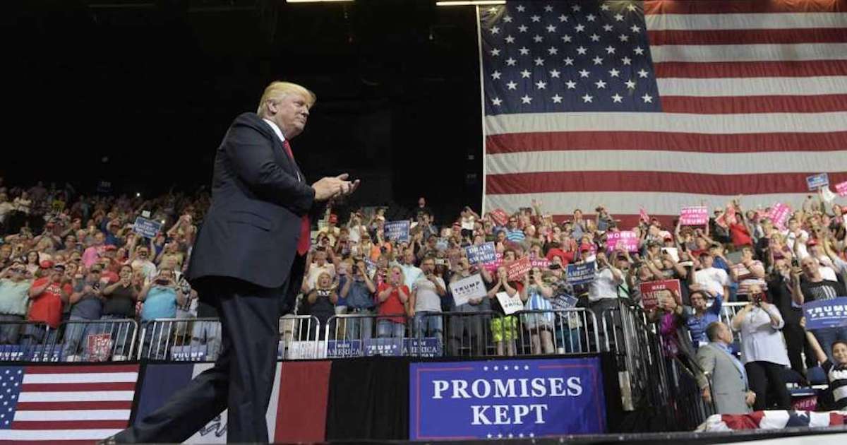 President Donald Trump arrives on stage to speak at the U.S. Cellular Center in Cedar Rapids, Iowa, Wednesday, June 21, 2017. This is Trump's first visit to Iowa since the election. (Photo: AP)