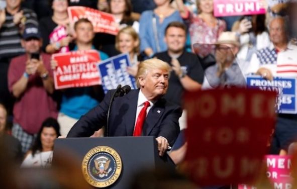 U.S. President Donald Trump speaks during a rally at the U.S. Cellular Center in Cedar Rapids, Iowa, U.S. June 21, 2017. (Photo: Reuters)