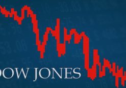 Graphic concept of the Dow Jones Industrial Average (^DJI) trading down in the red for losses. (Photo: AdobeStock)