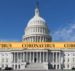 A graphic concept of the coronavirus on a yellow police tape against the backdrop of the Capitol Building in Washington DC. (Photo: AdobeStock)