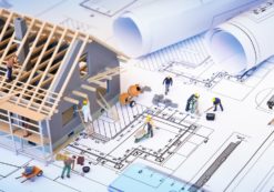 Builder confidence and residential construction, hew homes, housing starts, building permits, depicted on blueprints. (Photo: AdobeStock)