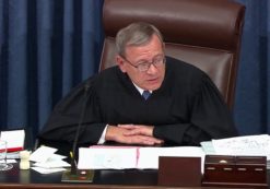 Chief Justice John Roberts presides over the impeachment trial of President Donald J. Trump. (Photo: Screenshot)